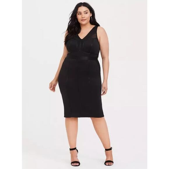 Torrid sz 2 Scuba Bodycon Dress black midi sz 2X - Picture 1 of 10